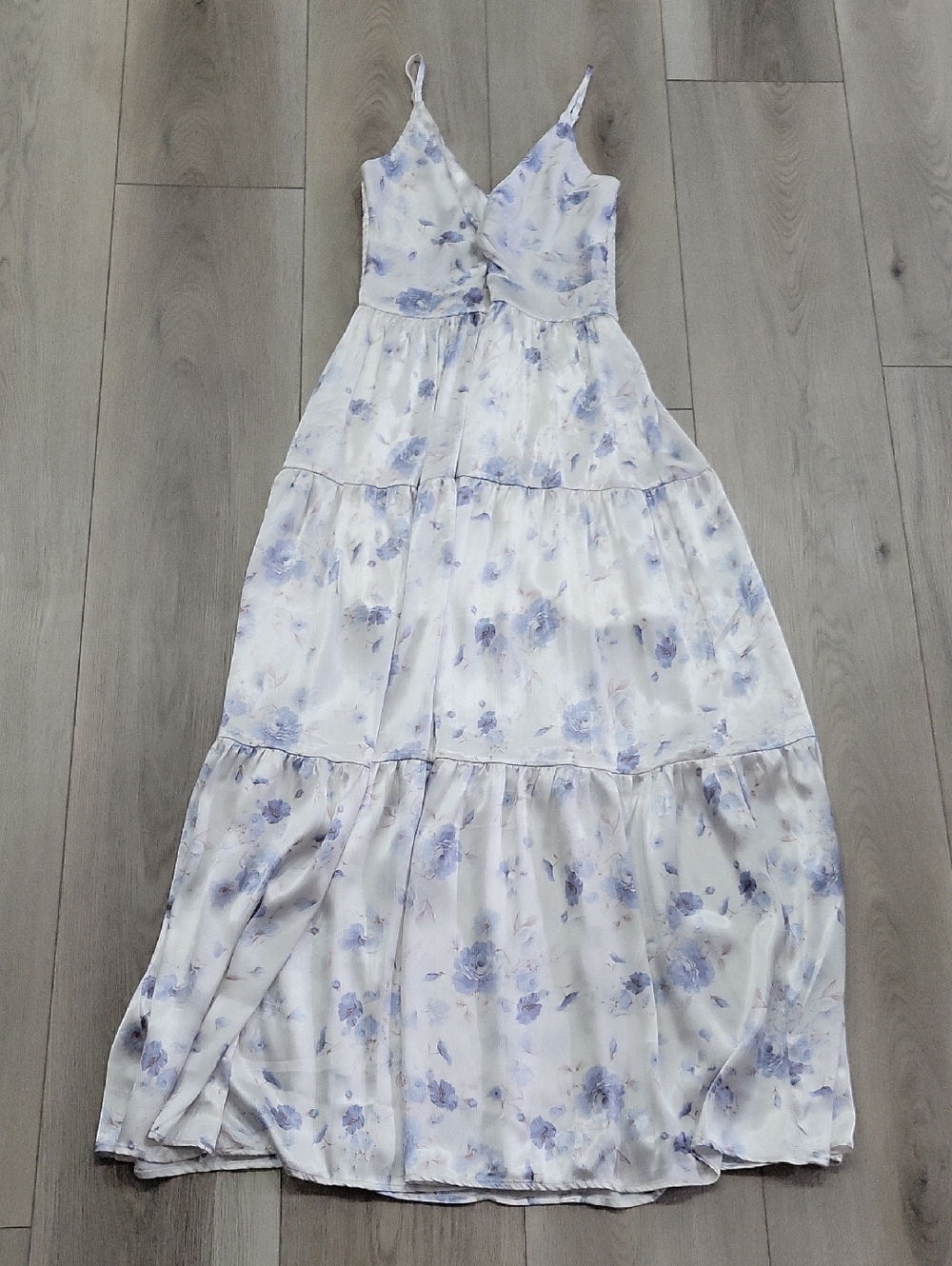 Altar'd State White and Light Blue Floral Maxi Dress